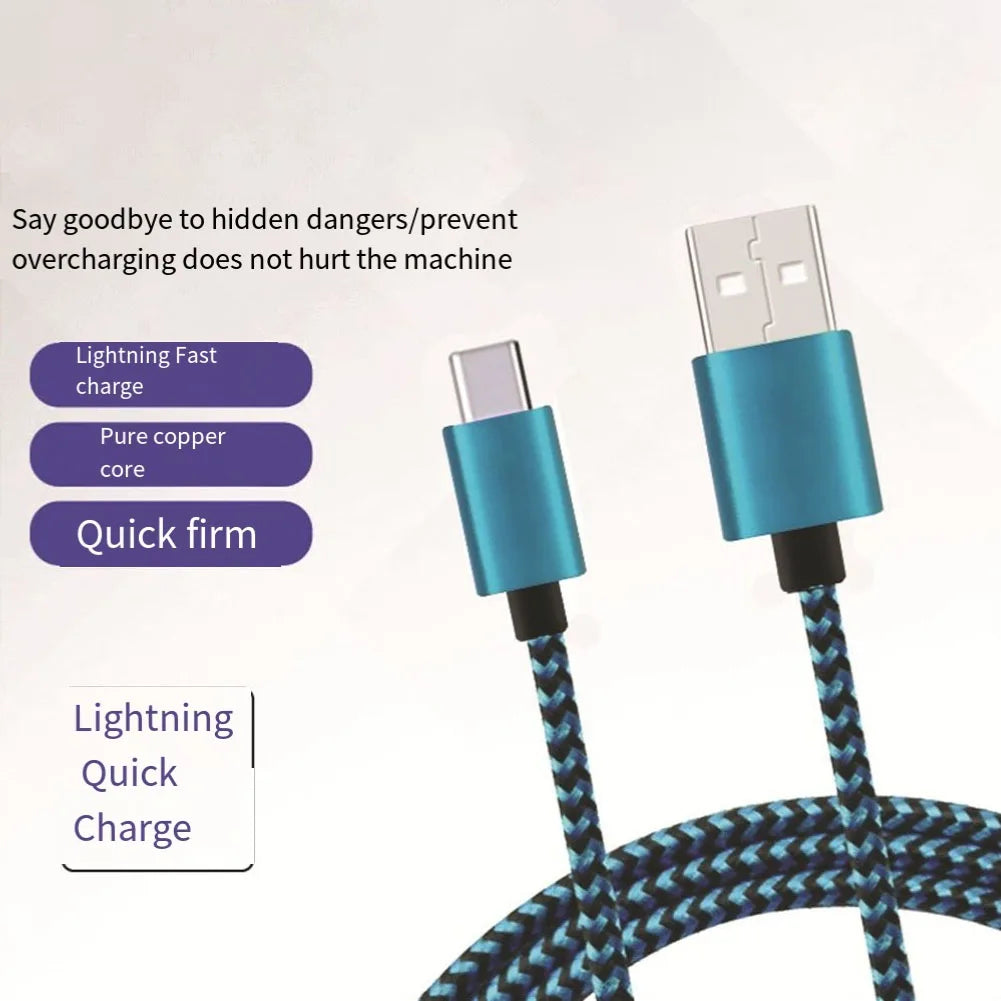 1X Premium Nylon Braided USB to Type C Cable 1M 2M 3Meter Fast Charging Data Sync Usb Flash Charging Cable