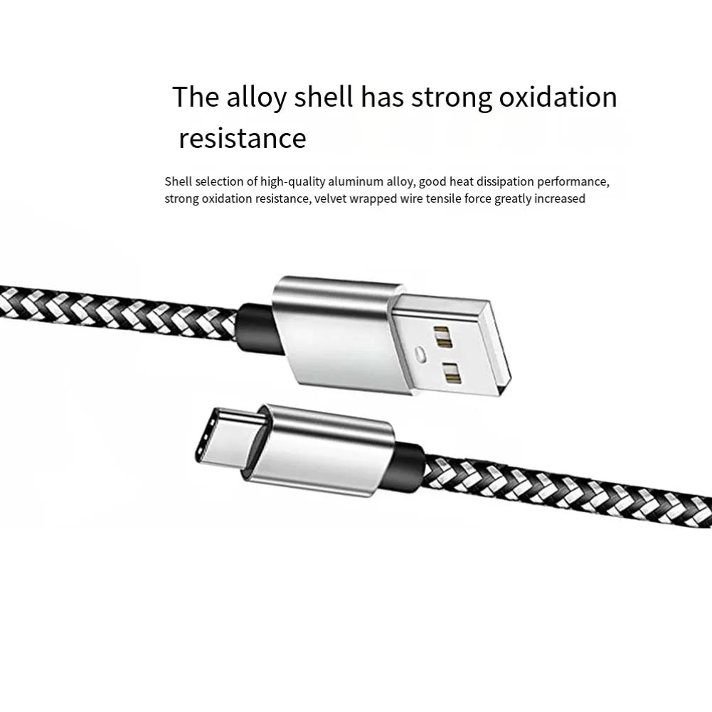 1X Premium Nylon Braided USB to Type C Cable 1M 2M 3Meter Fast Charging Data Sync Usb Flash Charging Cable