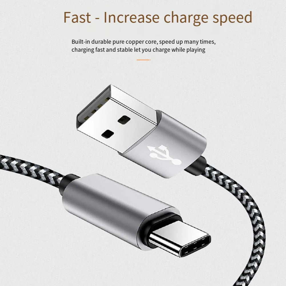 1X Premium Nylon Braided USB to Type C Cable 1M 2M 3Meter Fast Charging Data Sync Usb Flash Charging Cable